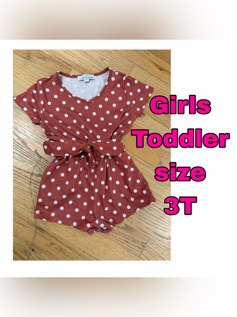Girls' Polka Dot Tie-Waist One-Piece Romper - Rust